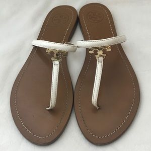 Tory Burch white patent sandals/flip flops
